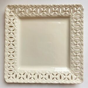 Godinger Regal Cream square serving platter lacy pierced edge creamware 10 in
